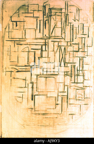 Composition ovale Sans titre 1914. Artiste : Piet Mondrian Banque D'Images