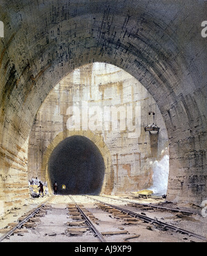 Dans l'arbre de ventilation tunnel Kilsby, Northamptonshire, Londres et Birmingham Railway, 1839. Artiste : John Cooke Bourne Banque D'Images