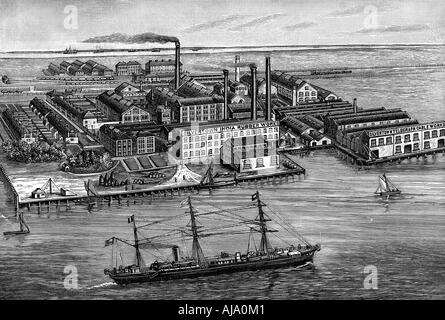 L'Inde Caoutchouc, gutta percha & Telegraph Works Company Factory, Silvertown, Londres, 1887. Artiste : Inconnu Banque D'Images