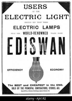 Publicité pour Ediswan les ampoules à incandescence, 1898. Artiste : Inconnu Banque D'Images