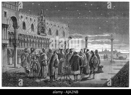 Démontrant son télescope Galileo, Venise, 1609 (1870). Artiste : Inconnu Banque D'Images