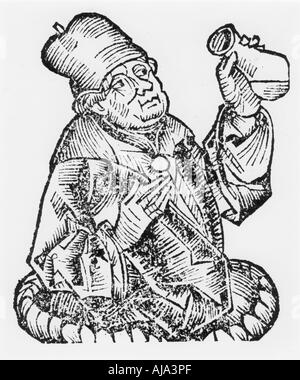 Isaac Judaeus, médecin aux gouvernants de la Tunisie, 9e-10e siècle (1493). Artiste : Inconnu Banque D'Images