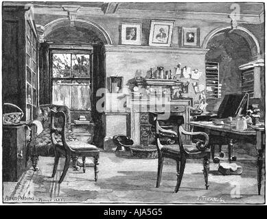 Étude de Darwin à Down House, sa maison près de Beckenham, Kent, 1883. Artiste : Inconnu Banque D'Images