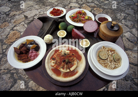 Des plats traditionnels typiques de Yucatán, Hacienda Teya, Yucatan, Mexique Banque D'Images