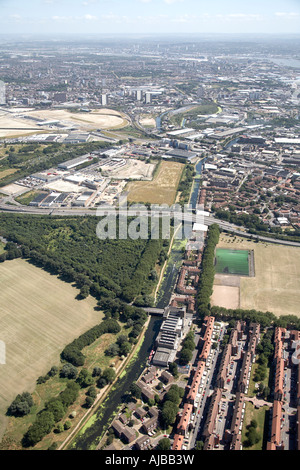 Vue aérienne au sud-est du Tunnel de Stratford Stratford Stratford Marsh link site London E15 England UK oblique de haut niveau Banque D'Images