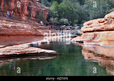 Slide Rock State Park, toboggan naturel, USA, Arizona, Sedona Banque D'Images