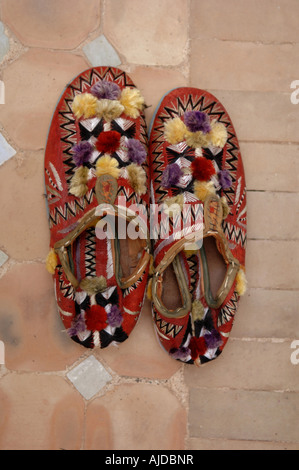 Chaussures pantoufles traditionnelles marocaines Maroc Marrakech Banque D'Images