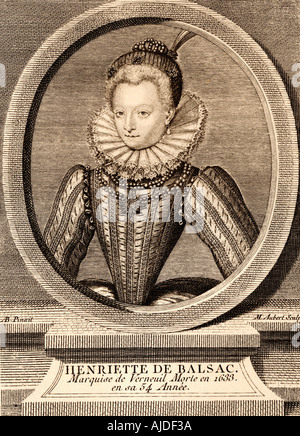 Catherine Henriette de Balzac d'Entragues, Marquise de Verneuil, 1579 -1633. Maîtresse d'Henri IV de France. D'une gravure par Augert. Banque D'Images