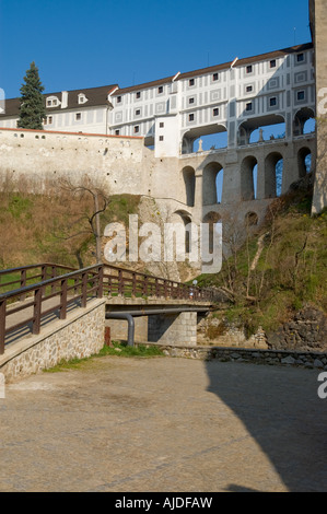 Pont couvert de château de Cesky Krumlov, République Tchèque Banque D'Images