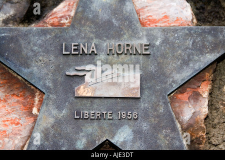 Étoile en laiton, commémoration, Lena Horne, Lena Mary Calhoun Horne, danseuse américaine, actrice, lauréate d'un Grammy, militante des droits civils, Cinéma, télévision, théâtre. Banque D'Images