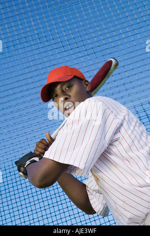 Au cours de la pratique de la pâte de base-ball, (portrait) Banque D'Images