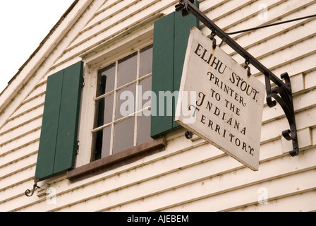 Elihu Stout au Village historique de signer l'imprimante à Vincennes dans l'Indiana aux Etats-Unis Banque D'Images