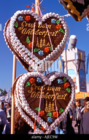 EU DEU Allemagne Bavière Munich Le Octobre Fest de Munich Gingerbread hearts Banque D'Images