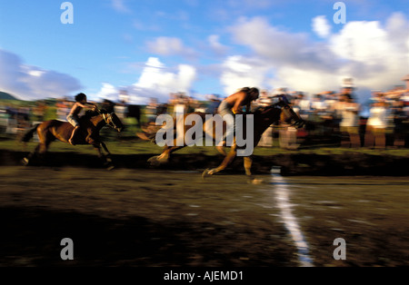 Semana festival Rapa Nui course de chevaux Banque D'Images