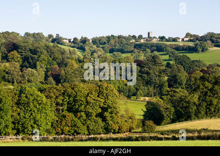 La ville de Cotswold Stow on the Wold, Gloucestershire montrant sa position au sommet d'une colline Banque D'Images