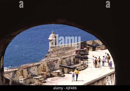 San Juan, capitale de Puerto Rico, dans les Caraïbes, Antilles. Vieux fort espagnol de San Felipe del Morro Banque D'Images