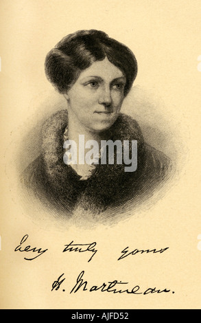 Harriet Martineau 1802 1876 théoricien social britannique Whig, écrivain, réformateur social, auteur, poète et philosophe. Banque D'Images