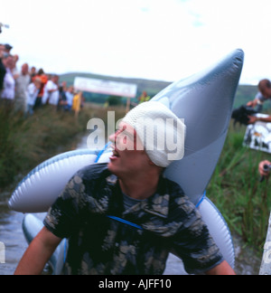 Le monde Bog Snorkelling Championnat est organisé chaque année dans un pays de Galles tourbière de Waen Rhydd, Llanwrtyd Wells, Powys, Wales, UK Banque D'Images