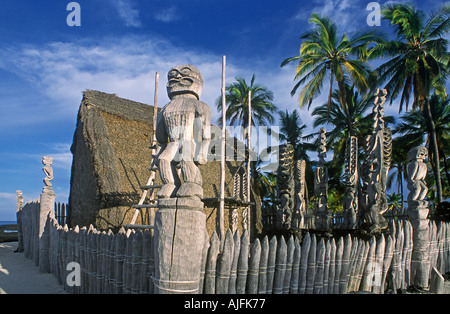 Puʻuhonua o Hōnaunau National Historical Park ; Ville de Refuge, La Grande Île d'Hawaï Banque D'Images