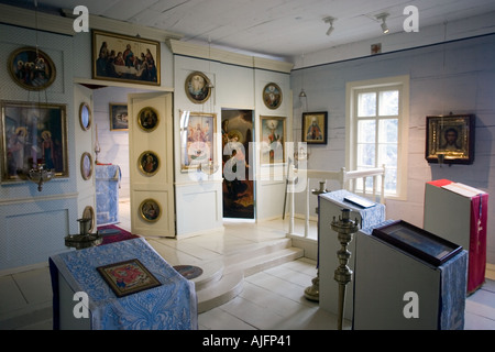 La Fédération de la Chambre de l'évêque est le plus ancien bâtiment russe intacts à Sitka en Alaska. Construit en 1842 par la Fédération de la Banque D'Images