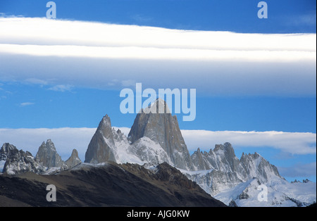 Gamme MT Fitzroy vue d'El Chalten, Patagonia, Argentine Banque D'Images