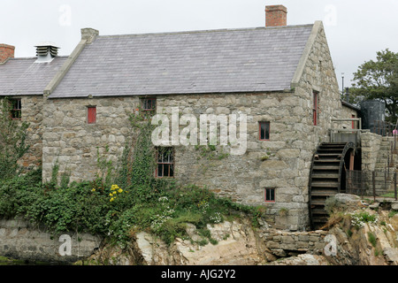 Annalong cornmill restauré avec roue à eau à côté d'annalong harbor comté de Down en Irlande du Nord Banque D'Images