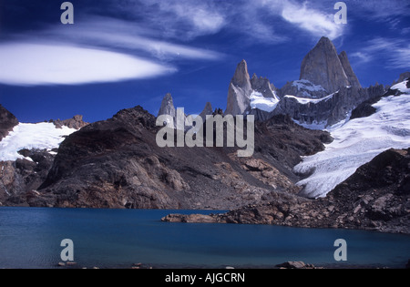 Mt Fitzroy et Laguna de los Tres, Parc National Los Glaciares, Patagonie, Argentine Banque D'Images