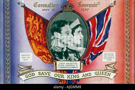 Le Couronnement de 1937 carte postale à célébrer le couronnement du roi George VI et la reine Elizabeth la reine mère Banque D'Images