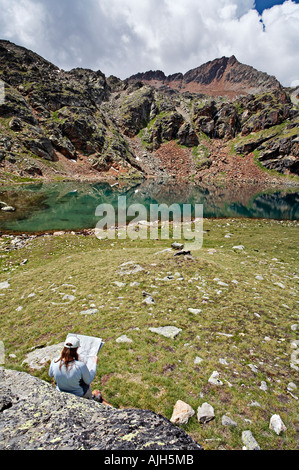 Route 8, deuxième lac Lussert, Gimillan, près de Parc National du Grand Paradis, Val d'aoste, Italie Banque D'Images