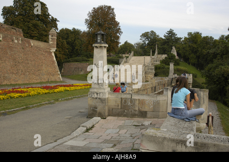 Beograd, Kalemegdan park, river Sauvegarder Banque D'Images