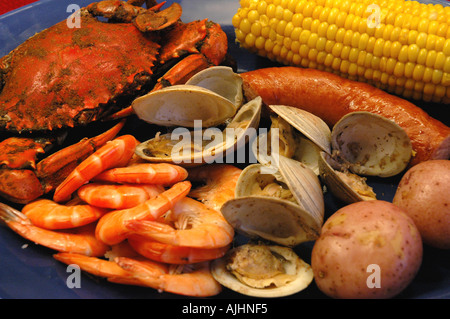 Faire bouillir les fruits de mer basse campagne cedar key floride fl aliments cuisine locale Banque D'Images