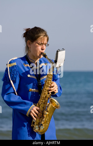 Musicien à la Fête des Vendanges Banyuls sur Mer France Banque D'Images