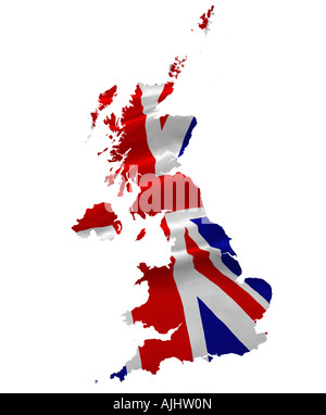 Royaume-uni la carte et l'Union Jack flag concept. Drapeau national du Royaume-Uni Banque D'Images