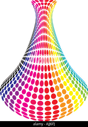 Vase à arc-en-dehors de points de différentes couleurs avec un fond blanc Banque D'Images