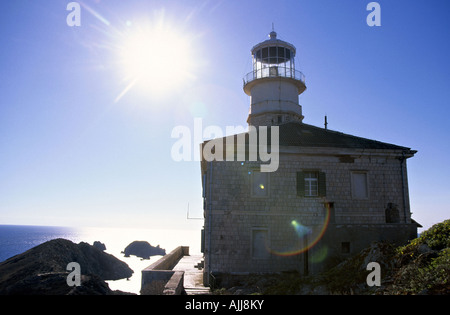 Leuchtturm auf Palagruza | phare de l'île Palagruza Banque D'Images