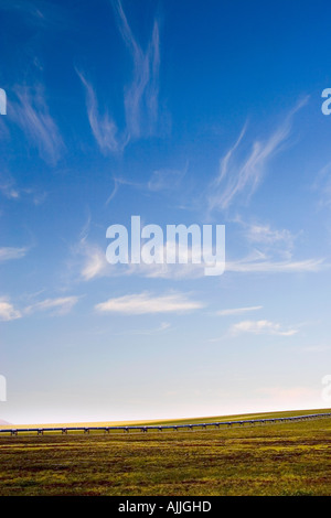 Les Cirrus plus trans alaska pipeline le long de Dalton Highway Portes de l'Arctique National Preserve AK Banque D'Images