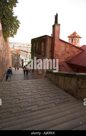 Vieux château escaliers, Stare Zamecke., Prague, République Tchèque, Europe Banque D'Images