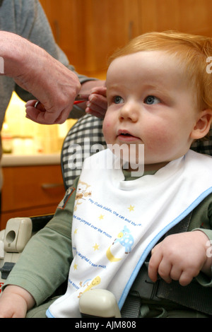 Un Bebe Ayant Sa Premiere Coupe De Cheveux Ages De 1 Ans Un Bebe Est La Lutte Contre La Coiffure Et S Indigner Photo Stock Alamy Un Bebe Ayant Sa Premiere Coupe De Cheveux Ages De 1 Ans Un Bebe Est La Lutte Contre La Coiffure Et S Indigner Photo Stock Alamy