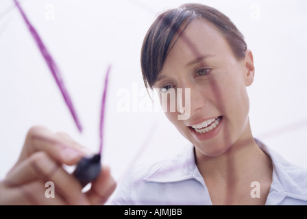 Dessin femme sur verre Banque D'Images