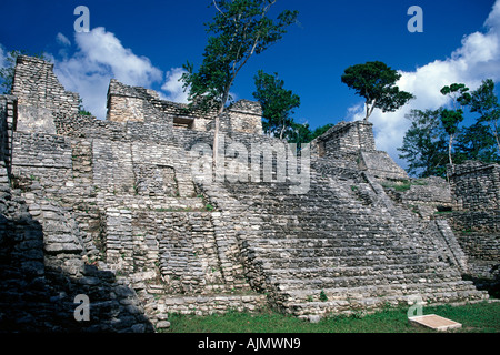 Les ruines mayas Dzibanche près de Chetumal dans l'état de Quintana Roo au Mexique. Banque D'Images