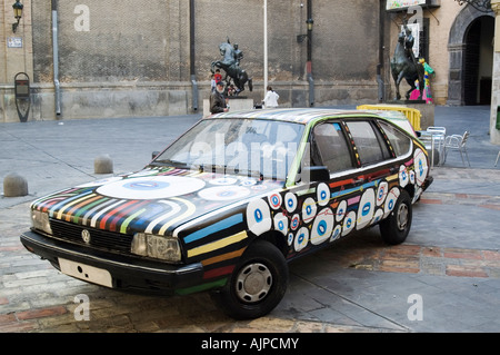 Tuning voiture dans 'En la Frontera' Art Festival, Zaragoza, Aragon, Espagne Banque D'Images