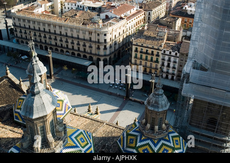 Saragosse Vue aérienne de l'une des tours lors de la réforme de la Basílica del Pilar Banque D'Images