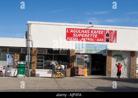 Afrique du Sud Cape Agulhas southermost Kafee station essence de l'Afrique Banque D'Images