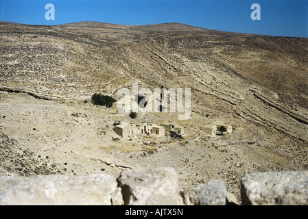 La Jordanie, village de paysage aride Banque D'Images