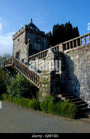 Escalier et ballustrade torosay castle isle of mull hébrides intérieures de l'écosse Banque D'Images