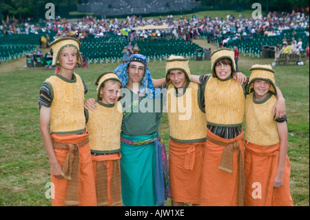 Les jeunes acteurs de la colline Cumorah Église mormone Pageant Palmyre New York Banque D'Images