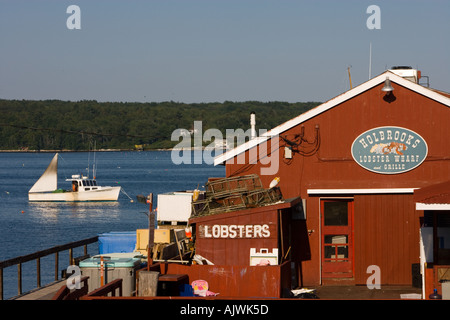 Holbrook s Wharf et homard auvent Cundy Harbor Maine Banque D'Images