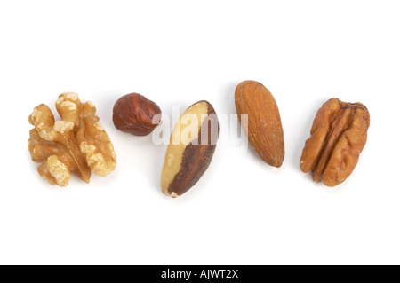 Sélection de noix de pécan et noix noisettes amandes brésils Banque D'Images