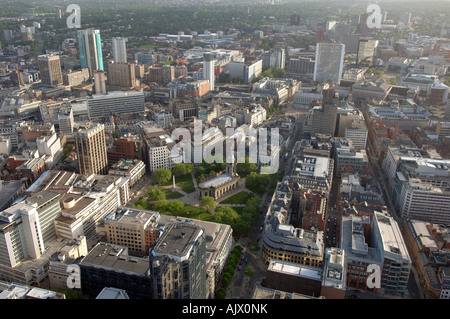 Vue aérienne, Birmingham et sa cathédrale Banque D'Images