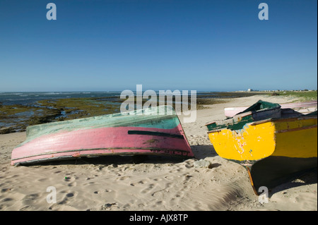 Maroc, Côte Atlantique, El Jadida, (zone) : Bateaux de pêche, MOULAY ABDALLAH Village Banque D'Images